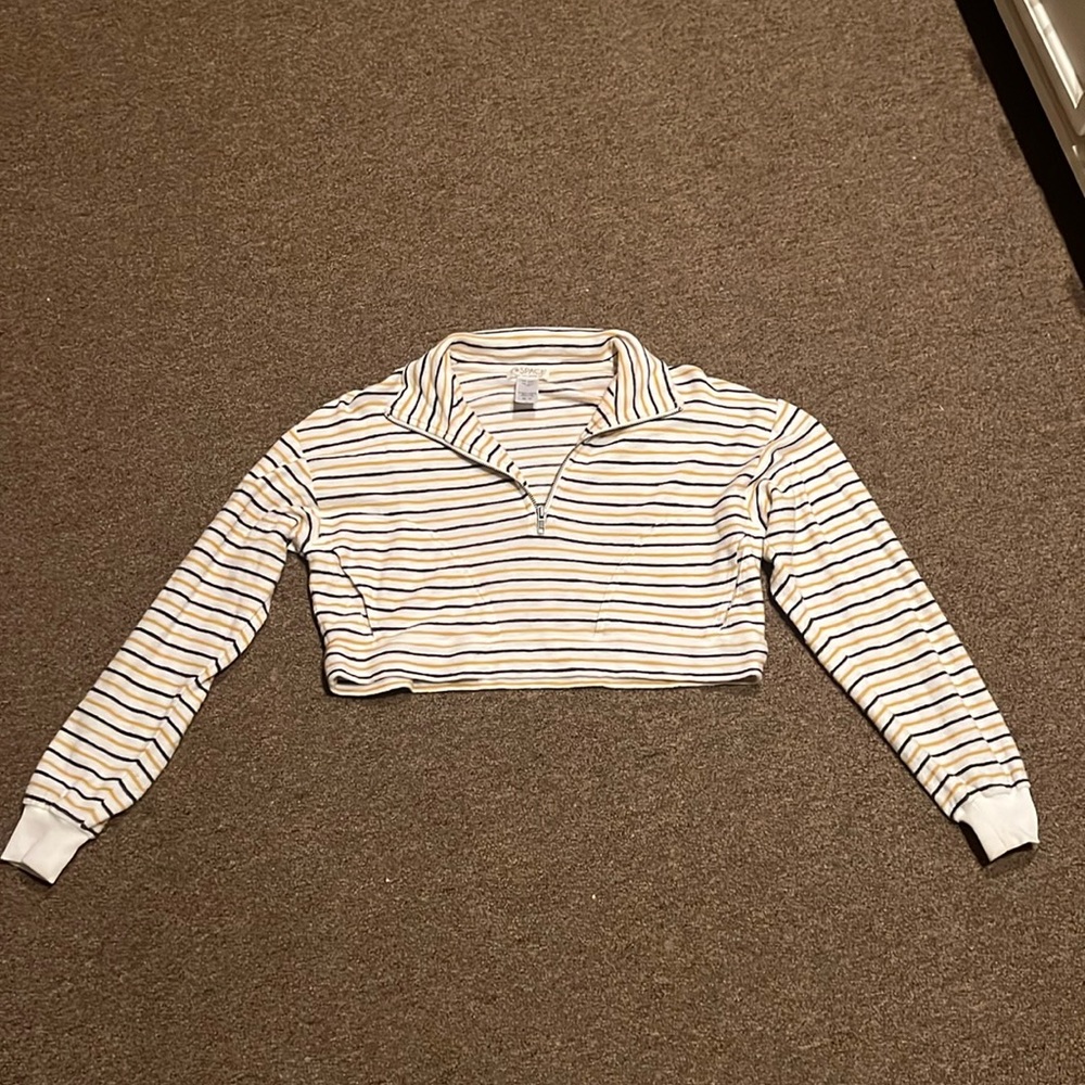 l*space Terry Cloth 1/4 Zip. Cropped Sweatshirt Size XS